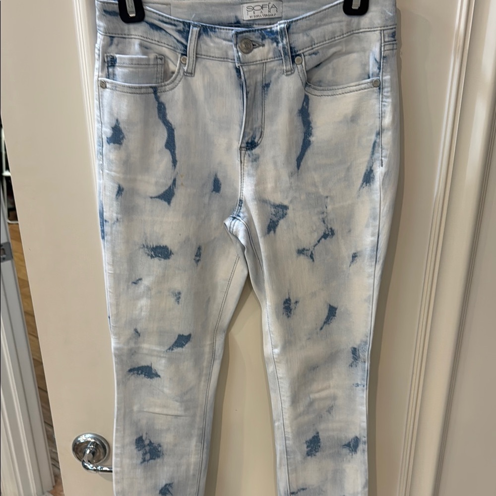 Sofia by Sofia Vergara Blue and White Skinny Jeans